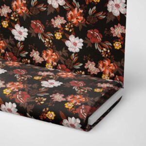 Sergé de viscose - Les fleurs - Noir