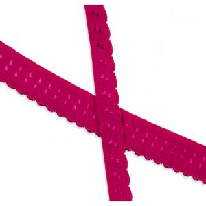 Biais élastique (fold over) dentelé 25mm - Fushia