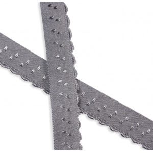 Biais élastique (fold over) dentelé 25mm - Gris
