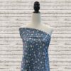 Mousseline de coton double gaze Les fleurs - Bleu jeans