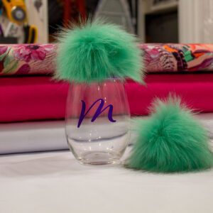 Pompon fausse fourrure 13-15cm - Menthe
