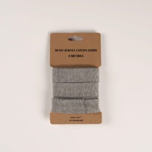 Biais de jersey 20mm X 3 mètres - Gris chiné