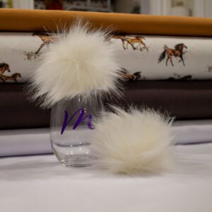 Pompon fausse fourrure 13-15cm - Écru