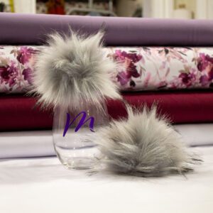 Pompon fausse fourrure 13-15cm - Gris pâle