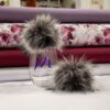 Pompon fausse fourrure 13-15cm - Gris fonçé