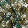 Coton satin spandex Feuillage tropical - Kaki