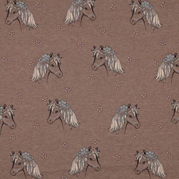 Jersey Coton La Jument et ses mille brillants - Vieux taupe rosé