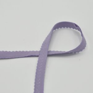 Biais élastique (fold over) dentelé 25mm - Lilas