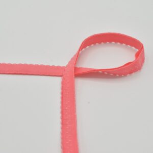Biais élastique (fold over) dentelé 25mm - Corail