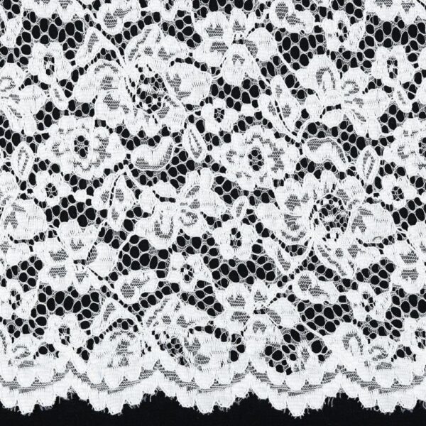 Dentelle fleurie avec bordure - Blanc