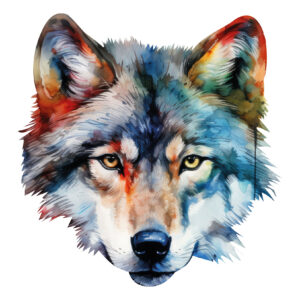Transfert DTF -Le loup coloré - 2 formats disponibles