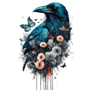 Transfert DTF - L'Oiseau fleuri bleu - 2 formats disponibles