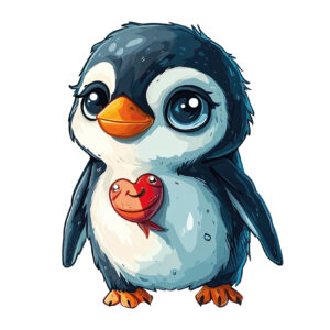 Transfert DTF - Petit pingouin d'amour - 2 formats disponibles