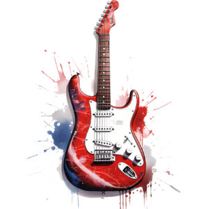 Transfert DTF - La guitard électrique rouge feu - 5" X 7"