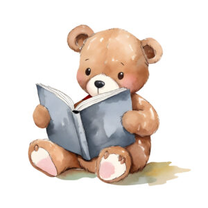 Transfert DTF - L'ourson fait la lecture - 2 formats disponibles