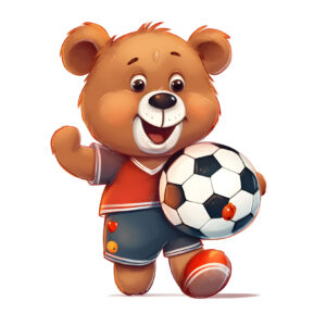 Transfert DTF - L'ourson joue au soccer - 2 formats disponibles