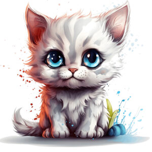 Transfert DTF - Le chat blanc - 6" X 6"