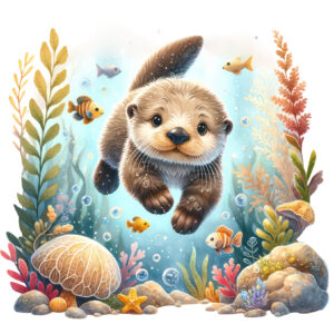 Transfert DTF - La loutre de mer sous la mer - 2 formats disponibles