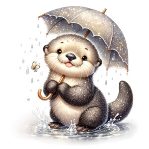 Transfert DTF - La loutre de mer s'amuse sous la pluie - 2 formats disponibles