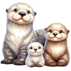 Transfert DTF - La loutre de mer et sa petite famille - 2 formats disponibles