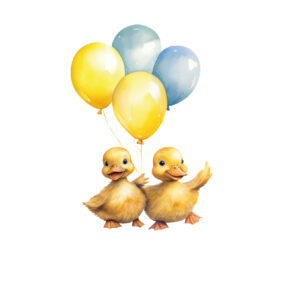 Transfert DTF - Les canetons jouent avec les ballons - 6 X 6