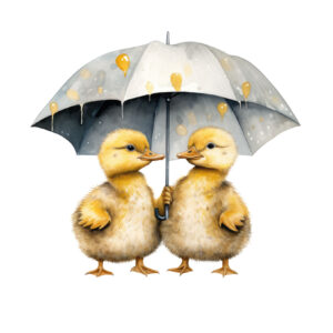 Transfert DTF - Les canetons sous la pluie - 6 X 6