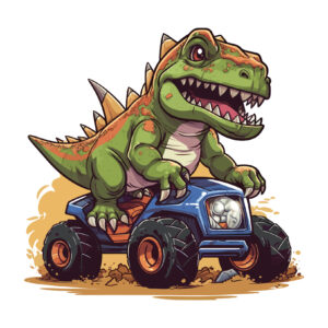 Transfert DTF - T-Rex s'amuse - 6 X 6