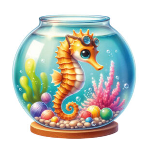 Transfert DTF -  L'hippocampe et ses lunettes - 2 formats disponibles