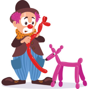Transfert DTF - Le clown et ses sculpture de ballon 4,5 X 6