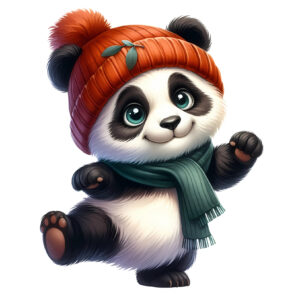 Transfert DTF - Étiquette de cou - Le panda danseur - 2" X 2"