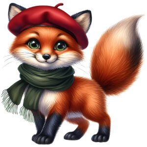 Transfert DTF - Le petit renard peintre - 5" X 6"