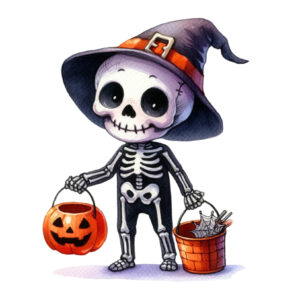 Transfert DTF - Le petit squelette d'halloween - 5" X 5"