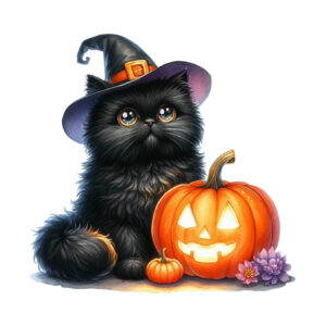 Transfert DTF - Le chat noir d'halloween - 5" X 5"