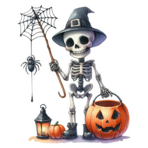 Transfert DTF - Le squelette pêcheur - 5" X 5"