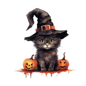 Transfert DTF - Le chat d'halloween - 5" X 5"