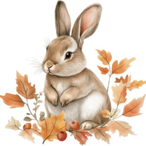 Transfert DTF - Le lapin à l'automne - 7" X 7"