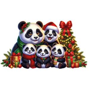 Transfert DTF -  La famille de panda à Noël - 3 formats disponibles