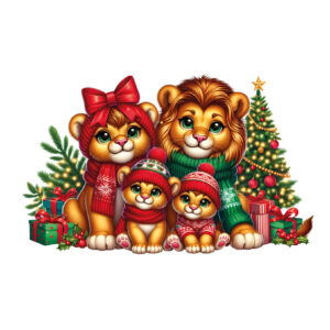Transfert DTF -  La famille de lion à Noël - 3 formats disponibles