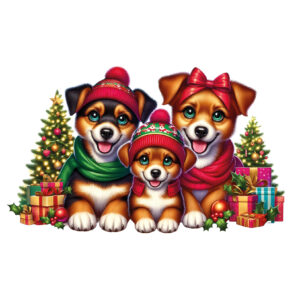 Transfert DTF -  La famille de chien à Noël - 3 formats disponibles