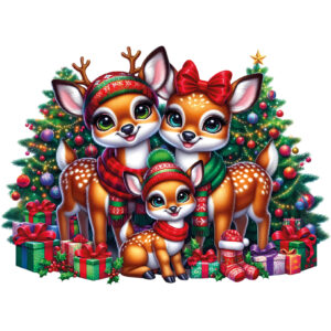 Transfert DTF -  La famille de chevreuil à Noël - 3 formats disponibles