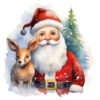 Transfert DTF - Père Noël et son renne - 10" X 10"