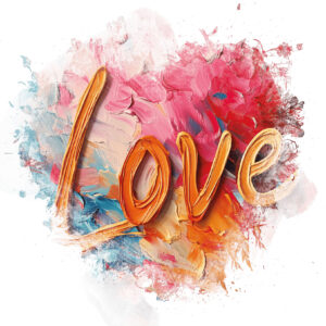 Transfert DTF - Coeur "Love" relief de peinture - 7" X 7"