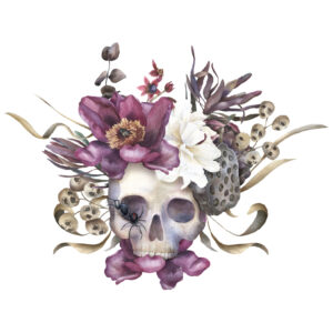 Transfert DTF - Le crane fleuri- 9" X 7"
