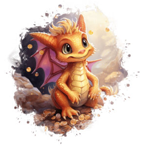 Transfert DTF - Dragon souriant - 6" X 6"