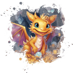 Transfert DTF - Dragon joyeux - 6" X 6"
