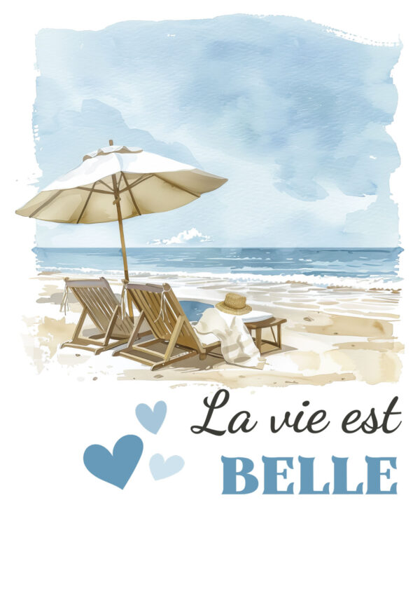 Transfert DTF - La vie est belle à la mer 7" X 8"