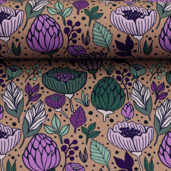 Canevas Fleurs sauvages en harmonie - Taupe rosé