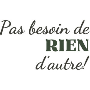 Transfert DTF - Phrase "Pas besoin de rien d'autre!" en vert - 3"X2,75"