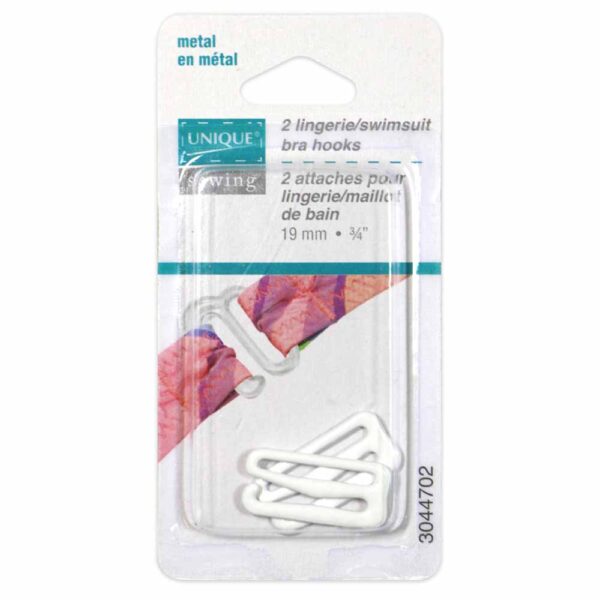 Crochets de bretelle pour lingerie/maillot de bain UNIQUE SEWING blanc - 19mm (3⁄4″) - 2mcx