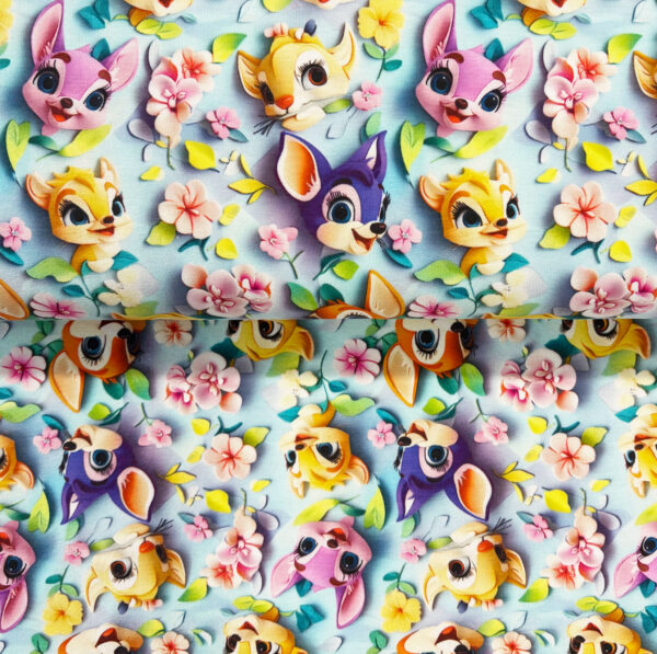 Jersey coton imprimé 3D - Les petits bambi